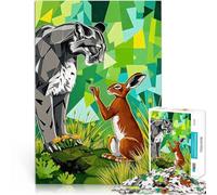 Puzzle 1000 pezzi per adolescenti Incontro tra puma e lepre Gioco impegnativo e gioco in famiglia Adatto per la decorazione del desktop 50x70cm