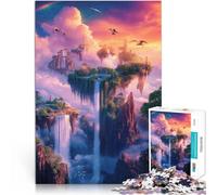 Puzzle 1000 pezzi per adolescenti Isole galleggianti con cascate Giocattolo educativo antistress Lista dei desideri con Babbo Natale 75x50cm