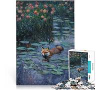 Puzzle 1000 pezzi per adolescenti La volpe e le ninfee Difficile da completare ma divertente e umoristico Regalo di compleanno, regali 52x38cm