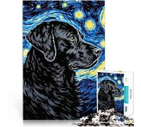Puzzle 1000 pezzi per adolescenti Labrador Retriever nero Notte stellata Difficile Duro Ogni pezzo è unico - Gioco divertente e stimolante per tutta la famiglia 38x26cm