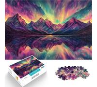 Puzzle 1000 pezzi per adolescenti Lago di montagna Aurora Gioco intellettuale giocattolo con pezzi completamente interconnessi di forma casuale 75x50cm