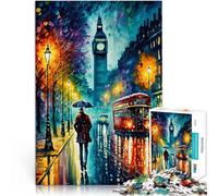 Puzzle 1000 pezzi per adolescenti Londra a colori per il giocattolo di sfida del gioco educativo con poster abbinato e foglio di quiz 52x38cm