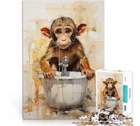 Puzzle 1000 pezzi per adolescenti L'ora del bagno delle scimmie Vacanza a casa: uccidere il tempo Giocattoli per la decorazione della casa 75x50cm