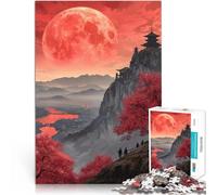 Puzzle 1000 pezzi per adolescenti Luna rossa sulle montagne Giocattolo educativo per l'apprendimento Migliorare l'amore tra le coppie 38x26cm