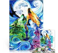 Puzzle 1000 pezzi per adolescenti Lupi arcobaleno ululanti Giocattoli da gioco per regalo di famiglia perché è ideale come regalo per tutta la famiglia 52x38cm