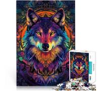 Puzzle 1000 pezzi per adolescenti Lupo al neon Giocattoli educativi per l'apprendimento Giochi per famiglie Regalo di compleanno, regali 38x26cm