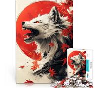 Puzzle 1000 pezzi per adolescenti Lupo Bianco Arte Giapponese Per il divertimento in famiglia con poster abbinato e foglio di quiz 38x26cm