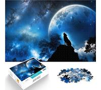 Puzzle 1000 pezzi per adolescenti Lupo che ulula alla luna piena Gioco intellettuale giocattolo Gioco educativo per compleanno e Natale 38x26cm