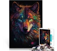 Puzzle 1000 pezzi per adolescenti Lupo nell'arte colorata Giocattolo educativo per l'apprendimento perché è ideale come regalo per tutta la famiglia 75x50cm
