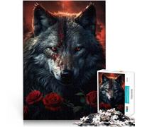Puzzle 1000 pezzi per adolescenti lupo nero sanguinante per il giocattolo di sfida del gioco educativo Lista dei desideri con Babbo Natale 38x26cm
