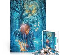 Puzzle 1000 pezzi per adolescenti Magia della foresta invernale con Babbo Natale Analisi e logica Adatto per la decorazione del desktop 52x38cm