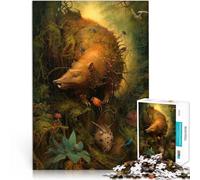 Puzzle 1000 pezzi per adolescenti Maiale gigante della foresta surreale 2 Taglio di precisione Regalo di compleanno, regali, arte murale 38x26cm