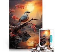 Puzzle 1000 pezzi per adolescenti Martin pescatore con sole Per il divertimento in famiglia Decorazioni e regali unici per la casa 52x38cm