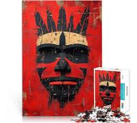 Puzzle 1000 pezzi per adolescenti Maschera dello Spirito Guerriero - Potere Tribale Indigeno Sollievo dallo stress Adatto alle coppie 38x26cm