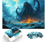 Puzzle 1000 pezzi per adolescenti mostro di Cthulhu Difficile da completare ma divertente e umoristico Lista dei desideri con Babbo Natale 75x50cm