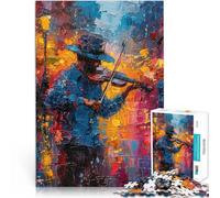 Puzzle 1000 pezzi per adolescenti Musicista di strada con violino Antistress Sfida difficile Migliorare l'amore tra le coppie 38x26cm