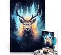 Puzzle 1000 pezzi per adolescenti Natura Animale Cervo Cosmos Vacanza a casa: uccidere il tempo con poster abbinato e foglio di quiz 75x50cm