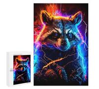 Puzzle 1000 pezzi per adolescenti Neon Raccoon Electric Art work Puzzles per adulti giochi di relax, un'opera d'arte per compleanno, Natale, 1000 pezzi