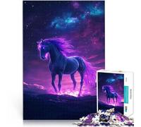 Puzzle 1000 pezzi per adolescenti Neon Space Cute Horse Difficile da completare ma divertente e umoristico Decorazione della casa 75x50cm