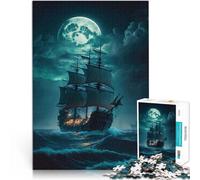 Puzzle 1000 pezzi per adolescenti notte di luna in barca Difficile da completare ma divertente e umoristico per la decorazione della casa 75x50cm
