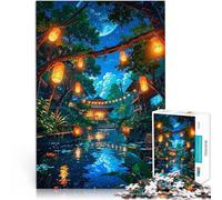 Puzzle 1000 pezzi per adolescenti Notte nel giardino giapponese Gioco impegnativo e gioco in famiglia perché è ideale come regalo per tutta la famiglia 52x38cm