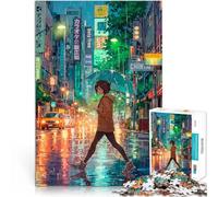 Puzzle 1000 pezzi per adolescenti Notte piovosa a Tokyo Antistress Vacanza in patria Uccidere il tempo Decorazioni e regali unici per la casa 38x26cm