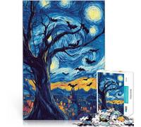 Puzzle 1000 pezzi per adolescenti Notte stellata con pipistrelli Halloween apprendimento educativo Collezione di artisti, Belle arti 38x26cm