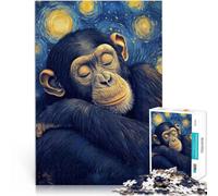 Puzzle 1000 pezzi per adolescenti Notte stellata degli scimpanzé giocattoli educativi per l'apprendimento Regalo di opere d'arte 38x26cm