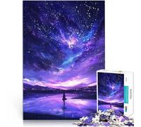 Puzzle 1000 pezzi per adolescenti Notte stellata riflessa su un lago con una ragazza Gioco impegnativo Migliorare l'amore tra le coppie 38x26cm