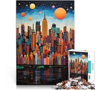 Puzzle 1000 pezzi per adolescenti Opera d'arte sullo skyline della città Taglio di precisione Decorazioni e regali unici per la casa 52x38cm