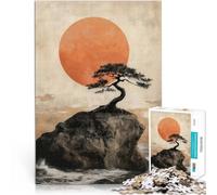 Puzzle 1000 pezzi per adolescenti Opera d'arte tradizionale del tramonto con bonsai Assemblaggio del modello Regalo di opere d'arte 38x26cm