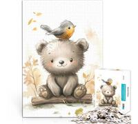 Puzzle 1000 pezzi per adolescenti Orsetto e uccello carini Riduzione dello stress interessante Migliorare l'amore tra le coppie 75x50cm