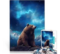 Puzzle 1000 pezzi per adolescenti Orso bruno stellato Aurora Allena il tuo cervello e le tue mani con poster abbinato e foglio di quiz 75x50cm
