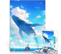 Puzzle 1000 pezzi per adolescenti Paesaggio anime con cielo blu Sfida di gioco educativo giocattolo Regalo di compleanno, regali, arte murale 38x26cm
