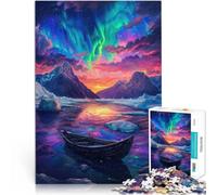 Puzzle 1000 pezzi per adolescenti Paesaggio dell'aurora boreale Riduzione dello stress interessante Lista dei desideri con Babbo Natale 38x26cm