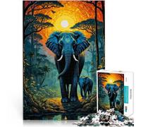 Puzzle 1000 pezzi per adolescenti paesaggio di elefanti per il giocattolo di sfida del gioco educativo Migliorare l'amore tra le coppie 38x26cm