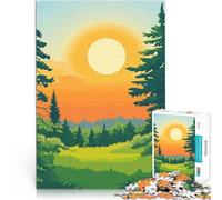 Puzzle 1000 pezzi per adolescenti Paesaggio forestale al tramonto Assemblaggio del modello Adatto per la decorazione del desktop 75x50cm