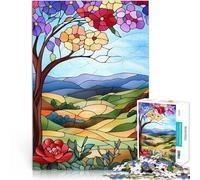 Puzzle 1000 pezzi per adolescenti Paesaggio in vetro colorato Allena il tuo cervello e le tue mani Migliorare l'amore tra le coppie 52x38cm
