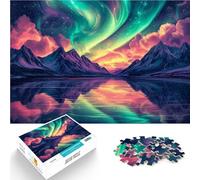 Puzzle 1000 pezzi per adolescenti Paesaggio montano dell'aurora boreale Giochi educativi Attività divertenti a casa, regali di compleanno, regali di viaggio, 75x50cm