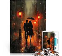 Puzzle 1000 pezzi per adolescenti Passeggiata romantica sotto la pioggia nei toni del carbone Gioco educativo per famiglie Adatto alle coppie 52x38cm