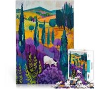 Puzzle 1000 pezzi per adolescenti Pecore in un paesaggio colorato sfida educativa Decorazione murale Regali unici per compleanno e Natale 38x26cm