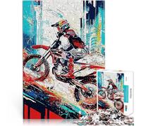 Puzzle 1000 pezzi per adolescenti Pilota di motocross in azione Gioco di famiglia antistress sfida difficile Decorazione perfetta 50x70cm