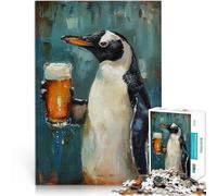 Puzzle 1000 pezzi per adolescenti Pinguino che beve birra Giochi educativi Decorazione della casa è ideale come regalo per tutta la famiglia 75x50cm