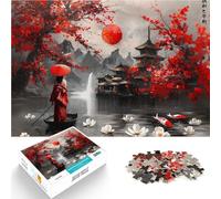 Puzzle 1000 pezzi per adolescenti Pittura del giardino giapponese Gioco a quiz Ogni pezzo è unico - Gioco divertente e stimolante per tutta la famiglia 52x38cm