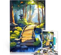 Puzzle 1000 pezzi per adolescenti Ponte del giardino giapponese Allena il tuo cervello e le tue mani Adatto per la decorazione del desktop 52x38cm
