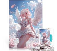 Puzzle 1000 pezzi per adolescenti Ragazza angelo anime in fiore con ali celesti Divertimento in famiglia Decorazione della casa 38x26cm