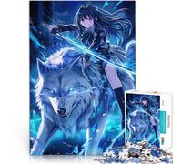 Puzzle 1000 pezzi per adolescenti Ragazza anime che cavalca il lupo Difficile Duro Decorazione murale Regali unici per compleanno e Natale 75x50cm