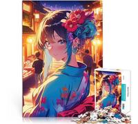Puzzle 1000 pezzi per adolescenti Ragazza anime che indossa il kimono in una strada di Tokyo Giocattoli da gioco Migliorare la memoria 38x26cm