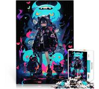 Puzzle 1000 pezzi per adolescenti Ragazza anime con creature luminose Giochi divertenti Attività divertenti a casa, regali di compleanno, regali di viaggio, 38x26cm