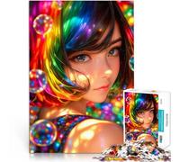Puzzle 1000 pezzi per adolescenti Ragazza anime con i capelli arcobaleno Giochi di relax Attività divertenti a casa, regali di compleanno, regali di viaggio, 70x100cm